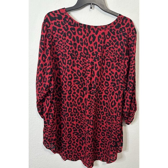 Worthington Women’s Red Animal Print Long Sleeve Blouse Shirt Size 2XL - Picture 6 of 9